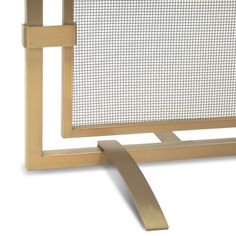 a golden metal frame with a white screen on it's side and a gold handle