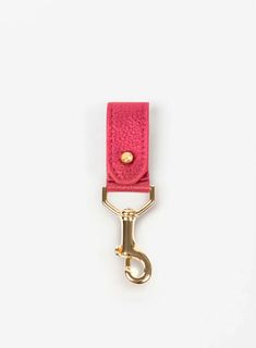 key chain from our ethically crafted accessories in pink leather and gold coated metal showcasing front view. Sarah Levy, Pink Sale, Conscious Consumer, Daily Essentials, Leather Goods, Key Chain, Exclusive Designs, Statement Pieces, Minimalist Design