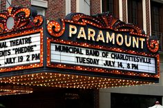 the marquee for paramount's famous musical theatre paramount is lit up