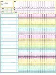 a spreadsheet with multiple lines and numbers on the top, in different colors