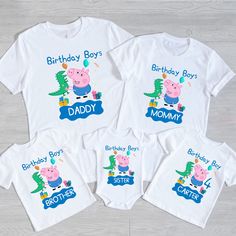 Pig Birthday Tee, Pig Family Shirt, Birthday Party Shirt, Girl Birthday Shirt, Family Birthday Shirt, Toddler Birthday Shirt We custom design, print, and hand press, and carefully ship everything you see in our shop. All of our items are printed on quality apparel. AOur items special gift for your family.Our items feels soft and lightweight. 👉Unisex/Toddler/Youth/Women V-Neck/Babysuit👈 * 4.2 oz./yd²,60% cotton and 40% Polyester * Retail fit * Side-seamed * Shoulder-to-shoulder taping for extra durability * Tearaway label 👉Processing Time👈 1-3 business day 🚚Shipping Time 1-5 business days. If an item shows delivered we are not responsible to ship another item. PLEASE check with your local post office for further information 🛒Placing An Order * Please, check and review all photos in th Summer Birthday Top With Cartoon Print, Cotton Cartoon Print Shirt For Birthday, Summer Cartoon Print Tops For Birthday, First Birthday Tops With Cartoon Print And Short Sleeves, Cartoon Print Short Sleeve Tops For First Birthday, Crew Neck Top With Cartoon Print For First Birthday, Character Print Tops For Birthday In Summer, First Birthday Crew Neck Top With Character Print, Family Matching Birthday T-shirt With Name Print