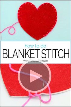 a video demonstrating how to do blanket stitch with yarn and scissors for valentine's day