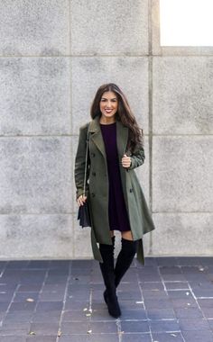 Olive Green Peacoat Outfit, Olive Green Coats For Women, Olive Green Coat Outfit Winter, Olive Green Trench Coat Outfit, Olive Green Coat Outfit, Olive Coat Outfit, Olive Trench Coat Outfit, Green Trench Coat Outfit