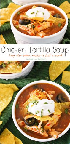 chicken tortilla soup with sour cream and black olives