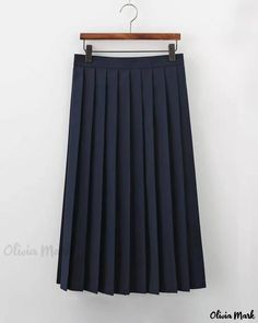 OliviaMark - Classic Academy-Style Pleated Knee-Length Skirt with Sailor-Inspired Design: A Must-Have for Coordinated School Uniforms Sailor School Uniform, Style Uniform, Navy Midi Skirt, School Uniform Skirts, Uniform Skirt, Navy Blue Skirt, Navy Skirt, Long Bodycon Dress, Uniform Design