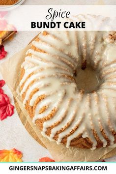 a bundt cake with white icing on top