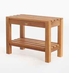 a wooden bench sitting on top of a white background