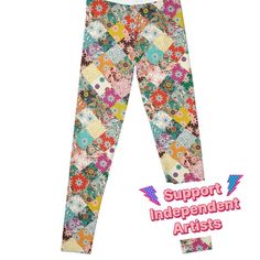 Super stretchy and durable polyester full-length leggings. Vibrant high-quality sublimation print across the front and back. Size range XXS-XL. patchwork diamonds made from my sarilmak collection Fashion Art, Sublimation Printing, Boho Fashion, Full Length, Multi Color, Diamonds, Leggings, Range, High Quality