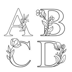 Floral Calligraphy Alphabet, Letter T Template Free Printable, Letter A Painting Ideas, Hand Embroidery Letters Alphabet Flower, Letters With Flowers Drawing, Letter T With Flowers, Embroidery Alphabet Letters Design, Alphabet Flower Letters, Alphabet Printables Letters