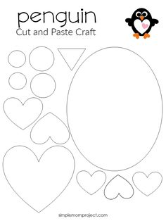 valentine's day penguin cut out with hearts and an egg on the side,