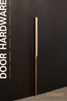 an open door with the words door hardware on it's front and side panels