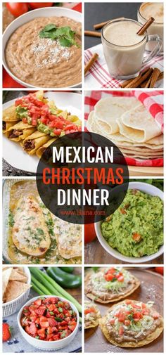 mexican christmas dinner collage with text overlay