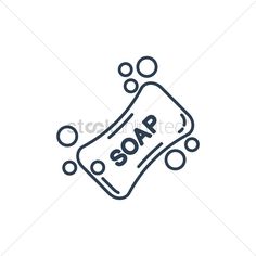 soap bar with bubbles line icon