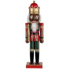 a wooden nutcracker with a crown on it's head and two hands