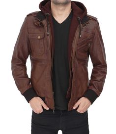 Material: 100% Real Lambskin Leather Lining: soft polyester with quilted foam. Front: Zip Closure, Buckle Collar Details: Detachable Hood, Rib-knit Cuffs, and Hems Pockets: Five Outer Pockets, Two Inside Pocket Color: Dark Brown Colton Haynes, Leather Jacket With Hood, Petite Jacket, Men's Leather Jacket, Genuine Leather Jackets, Brown Leather Jacket, Leather Jacket Black, Leather Motorcycle Jacket, Dark Brown Leather