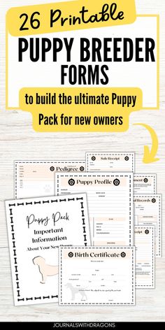 the puppy breeder forms pack for new owners