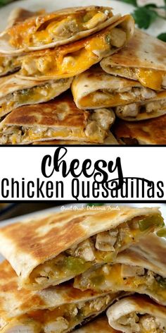 chicken quesadillas stacked on top of each other