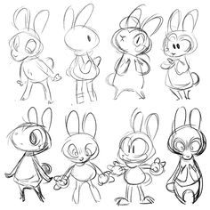 an image of some cartoon characters with different expressions on their faces and body parts, all in various poses