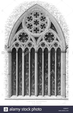 an old architectural drawing of a gothic window