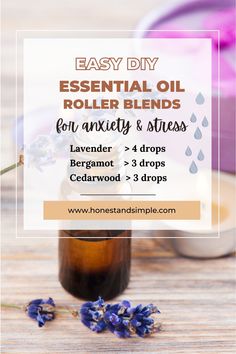 Two Essential Oil Roller Blends for Stress + Anxiety < Honest + Simple Calming Oil Blends, Aromatherapy Essential Oil Blends, Calming Essential Oil Blend Roller, Essential Oils Roller Bottle Recipes, Calming Roller Blend, Apothecary Recipes, Calming Essential Oil Blend, Essential Oil Roller Blends, Oil Roller Blends