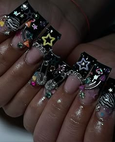 Star Duck Nails, Shooting Star Nails, Grad Nails, Nails Design With Rhinestones