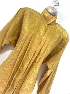 Gold blouse long sleeve satin high neck Betty Barclay size 14 Blouse Long Sleeve, High Neck, Satin