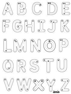 the alphabet is made up of letters and numbers, with dots on each letter to make it