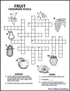 the crossword puzzle is filled with fruits and vegetables to help kids learn how to read