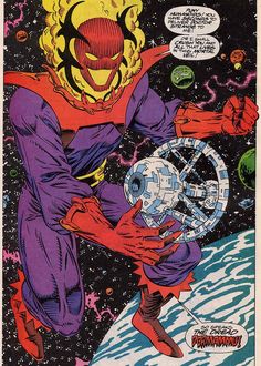 a comic book cover with an image of a man holding a steering wheel in space