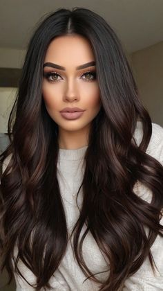 The Dark Hair Color Ideas Graceful Revolution: Stylish Styles 💁 Dark Rich Brown Hair Color, Dark Brown Money Piece, Dark Brown With Money Piece, Dark Rich Brown Hair, Dark Brunette Hair Color, Rich Brown Hair Color, Long Dark Brown Hair, Fall Hair Colors Dark