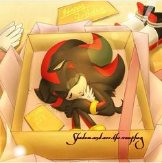 an image of a cartoon character sleeping in a box with other items around him and the caption says happy birthday