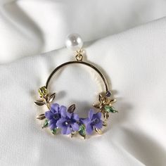 Please Read Accepting Reasonable Offers - Feel Free To Pm Me About Prices And Pictures - Comes From A Smoke And Pet Free Environment - Cute Floral Earrings In Gold Plated Sterling Silver - Extremely Eye Catching And Perfect For The Holidays - Materials: Sterling Silver, Faux Pearl Purple Earrings For Spring Party, Purple Flower Jewelry For Spring, Spring Party Purple Jewelry, Earrings In Gold, Floral Earrings, Pearl Color, Gold Plated Sterling Silver, Purple Gold, Faux Pearl