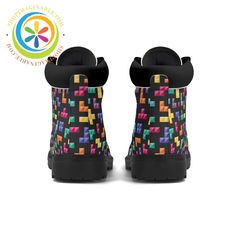 Get ready to rock the retro look with these one-of-a-kind Tetris-inspired boots! Perfect for everyday wear, these funky and fashionable boots will show off your unique 80's style and add a fun twist to any outfit. So don't be boring, embrace your inner gamer and step into these quirky boots! We create Funky Boots for EVERYONE which look amazing all the time...Wear them out for any occasion, any condition - new or old and of course, at any time of the year! Durable and Eco-conscious synthetic leather material for Mid Calf Boots. Rubber Lug Outsoles provide exceptional traction and durability. Fully Lined Mesh fabric and foamed interior and handcrafted with integrity. Custom Developed Reinforced Eyelets with breathable EVA foamed insoles. Polyester Laces front with outside zip for easy wear Funky Boots, Athleisure Leggings, Calf Boots, World Of Color, Mid Calf Boots, Eco Conscious, 80s Fashion, Retro Look, Papua New Guinea