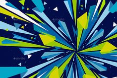 an abstract blue and green background with many small triangles in the shape of a star