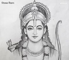 Lord Rama Pencil Sketch, Shri Ram Painting Easy, Ram Ji Killing Ravan Drawing, Lord Rama Drawing Pencil, Sketch Ideas Of God, Sketch Of Ram Sita, Ram Lala Ayodhya Drawing, Ram Bhagwan Sketch, Shree Ram Ji Drawing