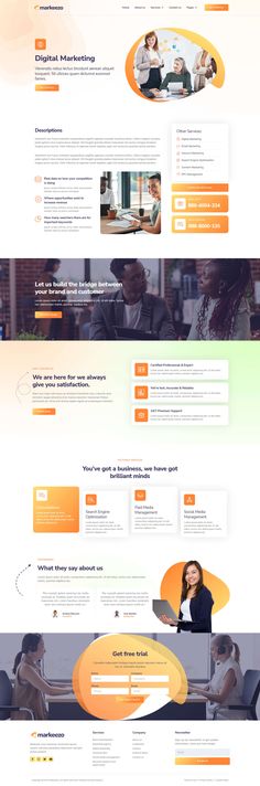 the landing page for this website is designed to look like an orange and white theme