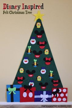 a mickey mouse christmas tree made out of felt