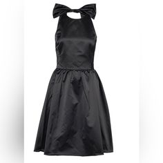 Featuring A Silky, Smooth Hand And An Air Of Understated Glamour, This Satin Dress Is Enhanced By Side On-Seam Pockets And Two Feminine Self-Ties At The Back. Elegant Mini Dress With Bow For Black-tie Events, Chic Dress With Bow For Black-tie Events, Bow Dress For Black-tie Events, Classic Black Silk Dress, Elegant Dresses With Bow For Black-tie Events, Chic Silk Dress For Black-tie Events, Black Silk Mini Dress For Formal Occasions, Black Dress With Bow For Black-tie Events, Fitted Dress With Bow For Black-tie Events