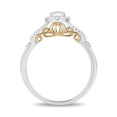 Enchanted Disney Fine Jewelry 14K White and Yellow Gold With 1/2 cttw Cinderella Engagement Rings, Disney Engagement Rings, Enchanted Disney, Enchanted Disney Fine Jewelry, Disney Fine Jewelry, Cinderella Wedding, Online Gold Jewellery, Bridal Jewelry Collection, Solitaire Earrings