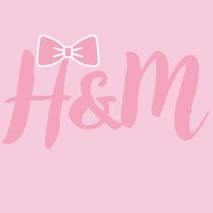 the word h & m with a bow on it