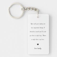 a key chain with a quote on it