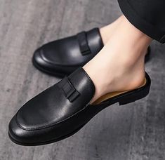 ad eBay - Find many great new & used options and get the best deals for Men's Flats Half Slippers Slip On Loafers Casual Mules Shoes at the best online prices at eBay! Free shipping for many products! Half Shoes Men, Black Loafers Men, Mens Slip On Loafers, Half Slippers, Leather Slippers For Men, Half Shoes, Casual Shoes Men, Slip On Dress Shoes, Fashion Slippers