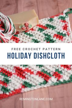 a crochet christmas dishcloth with the words free crochet pattern on it