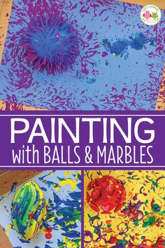 painting with balls and marbles is an easy art activity for toddlers to do