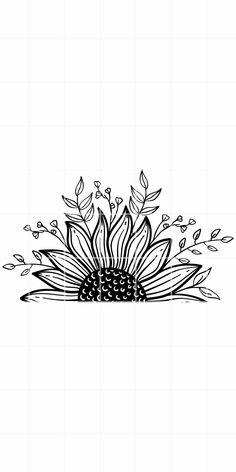 Sunflower Half Tattoo, Half Sunflower Tattoo Design, Half A Sunflower Tattoo, Sunflower Sketch Simple, Half Flower Drawing, Half Sunflower Drawing, Half Sunflower Tattoo, Sketched Drawings, Sunflower Outline