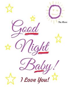 a card with the words good night baby and stars