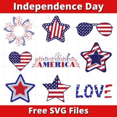 patriotic svg files for the 4th of july and fourth of july with stars, sunglasses and