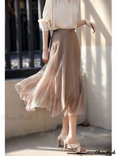 Olivia Mark - Exquisite Beauty Boutique: Romantic Asymmetrical Long Chiffon Skirt Long Chiffon Skirt, Beauty Boutique, Chiffon Skirt, Gray Skirt, Types Of Skirts, Olivia Mark, A Line Skirt, A Line Skirts, Cotton Linen