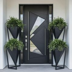 Dark Modern Home, Tall Planter Ideas, Gate Wall Design, Modern Home Interior, Mid Century Exterior, Dark Modern, Doors Interior Modern, Cute Diy Room Decor, House Front Door