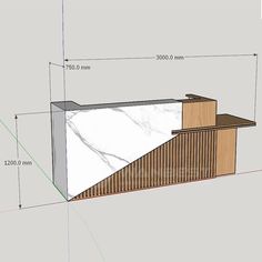 an architectural drawing of a building with white marble on the outside and wood in the inside